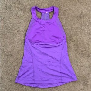 Purple Lululemon workout top w/ cutout mesh back